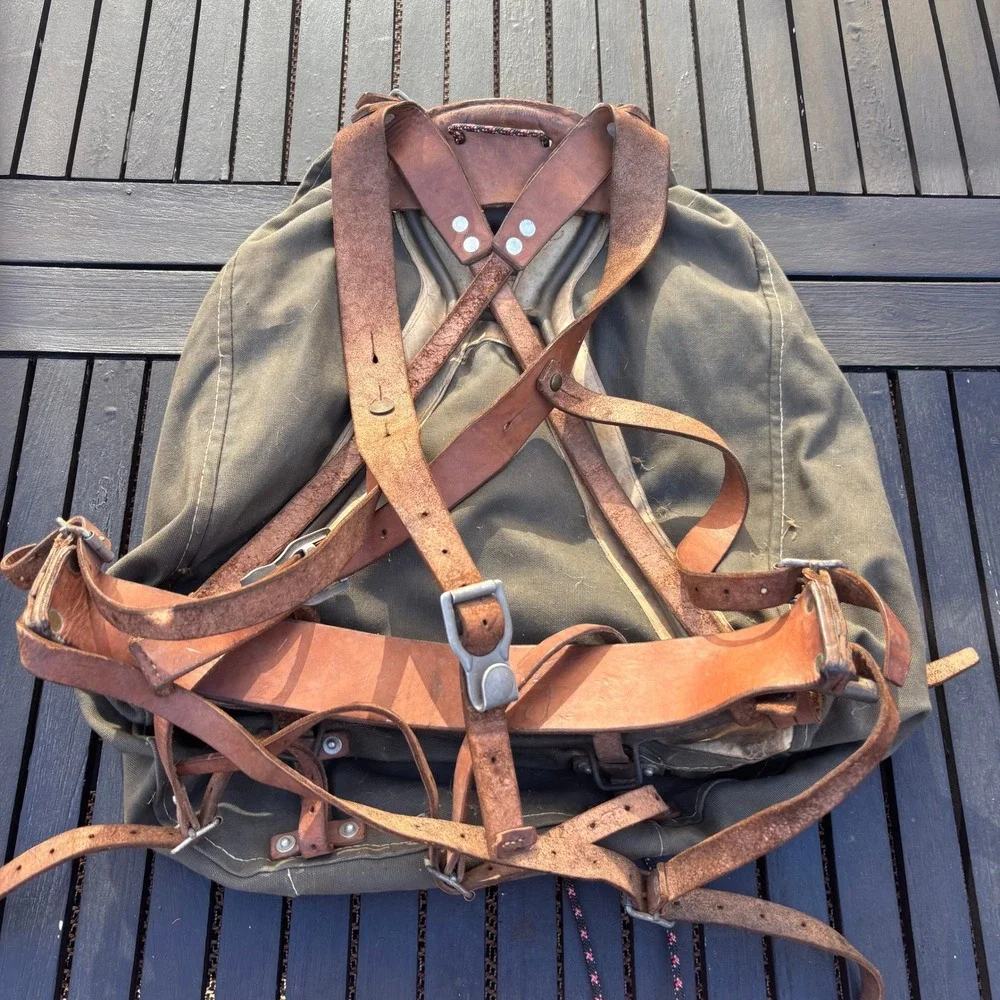 Psycho Bunny Rucksack Backpack Unisex Large Olive Green Good Vintage Canvas Bag